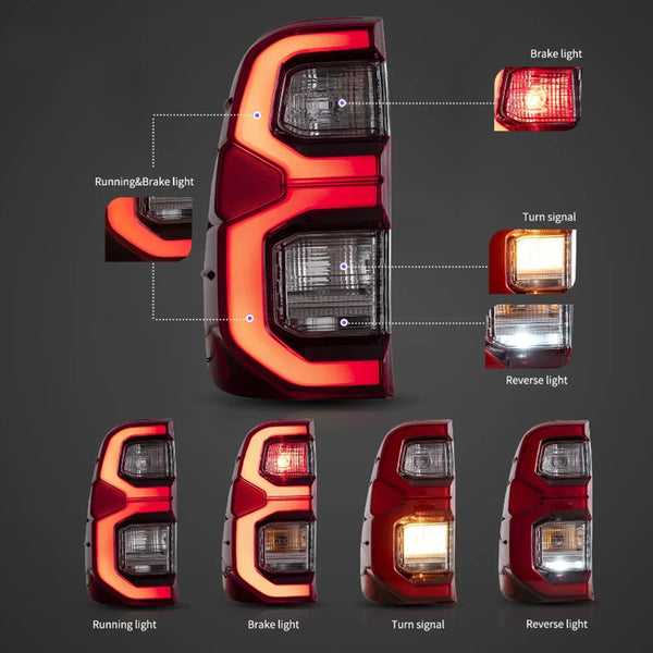 LED Tail Lights Assembly With Dynamic Welcome Lighting For 2015-2022 Toyota  Hilux SR5 8th Gen (GUN125, GUN126R)