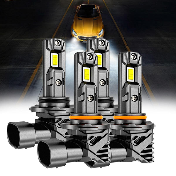 AUXBEAM 9005/H4/9006 LED Headlight Bulbs Combo – 20000 Lumens, 6000K White, CANbus Ready – Fits Honda Civic 1992-2021 & More
