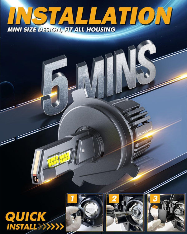thumbnail image 2 of AUXBEAM H4/HB2/9003 LED Bulbs Combo, 6500K Cool White 90W 20K Lumens Bright AF, Plug And Play 2 of 2