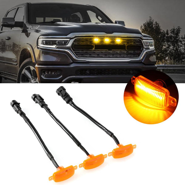 LED Front Grille Lights Raptor Style Amber Light Fit for Dodge Ram 1500 2500 3500