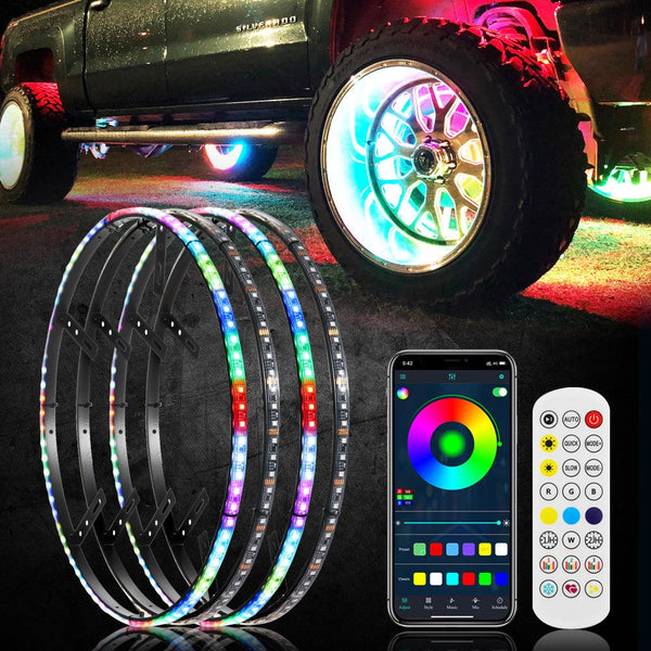 15.5" RGB LED Wheel Ring Lights Magic Dream Color Neon Rim Light with