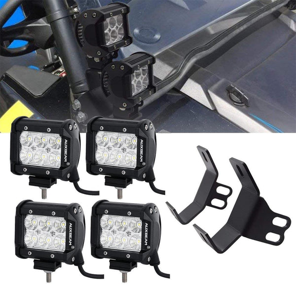 led pod fog light mount Auxbeam 4 inch 18W Flood Beam LED Work Light bar
