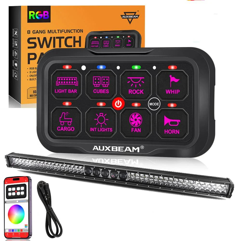 葵Switchライト×8 8 Gang Switch Panel+52 Inch 5D-PRO Series Combo Dual Row LED Light
