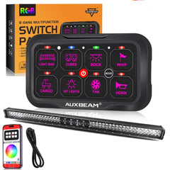 8 Gang Switch Panel+52 Inch 5D-PRO Series Combo Dual Row LED Light
