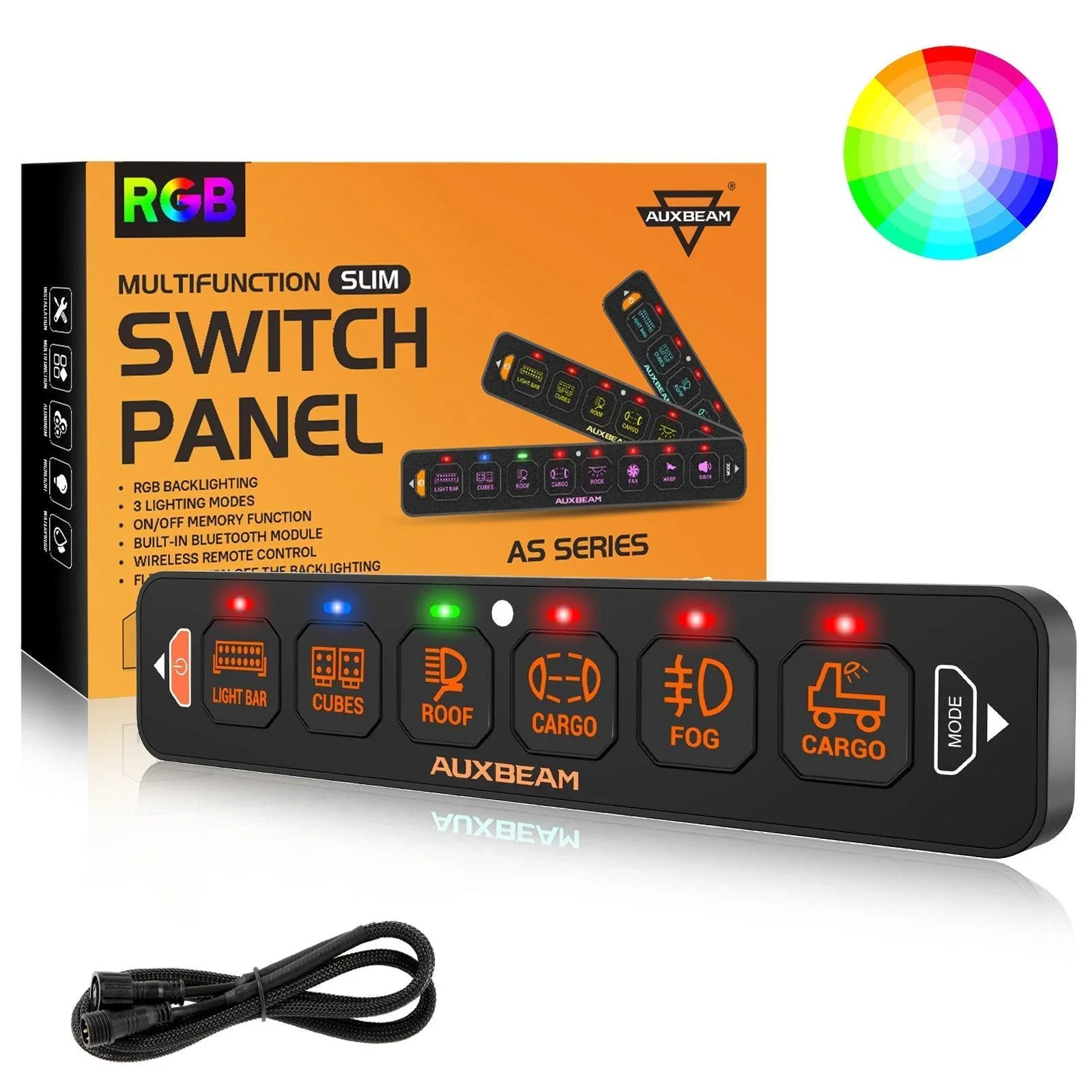 と*び様 AUXBEAM スイッチパネル RA60 RGB Auxbeam® AS-R60 RGB Slim Switch Panel, Toggle/ Momentary/ Pulsed