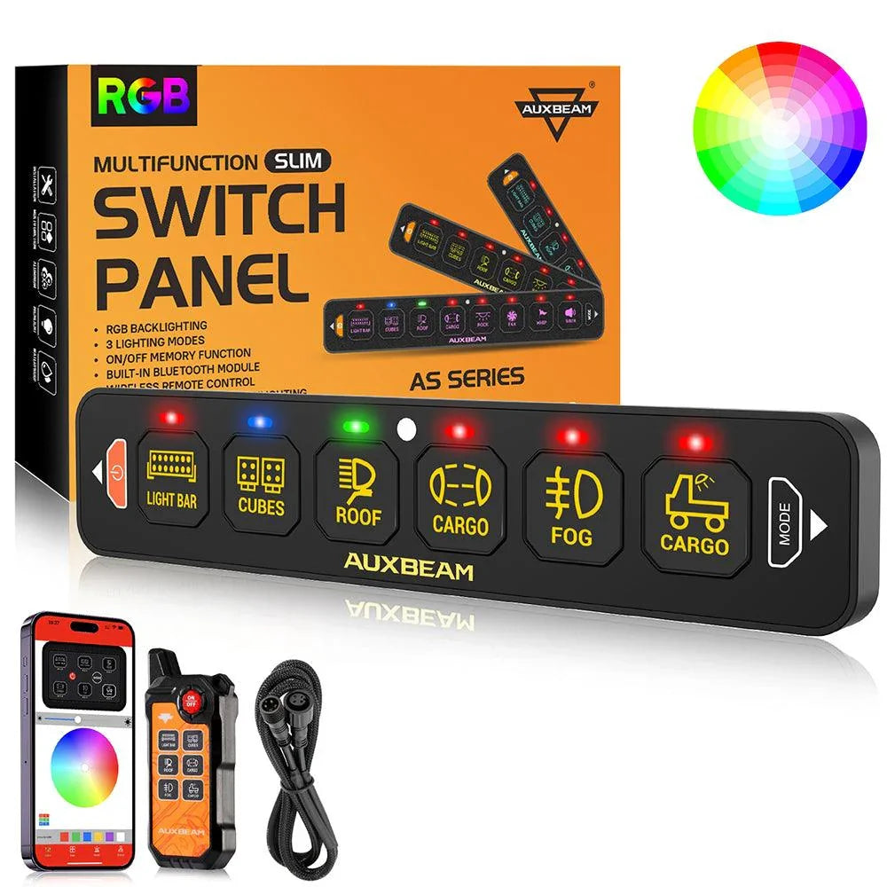 Auxbeam® AS Series 4/6 Gang RGB Slim Switch Panel with APP&Remote