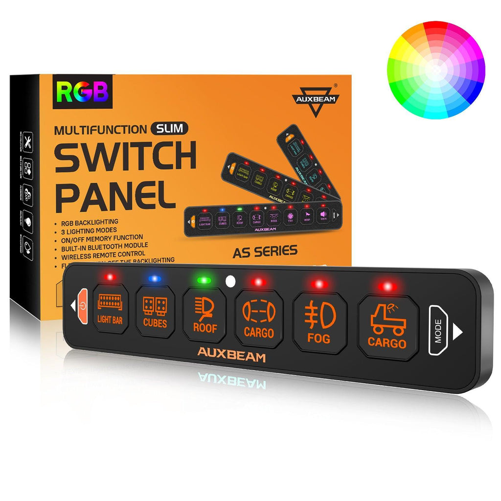 Auxbeam® AS-R60 RGB Slim Switch Panel, Toggle/ Momentary/ Pulsed