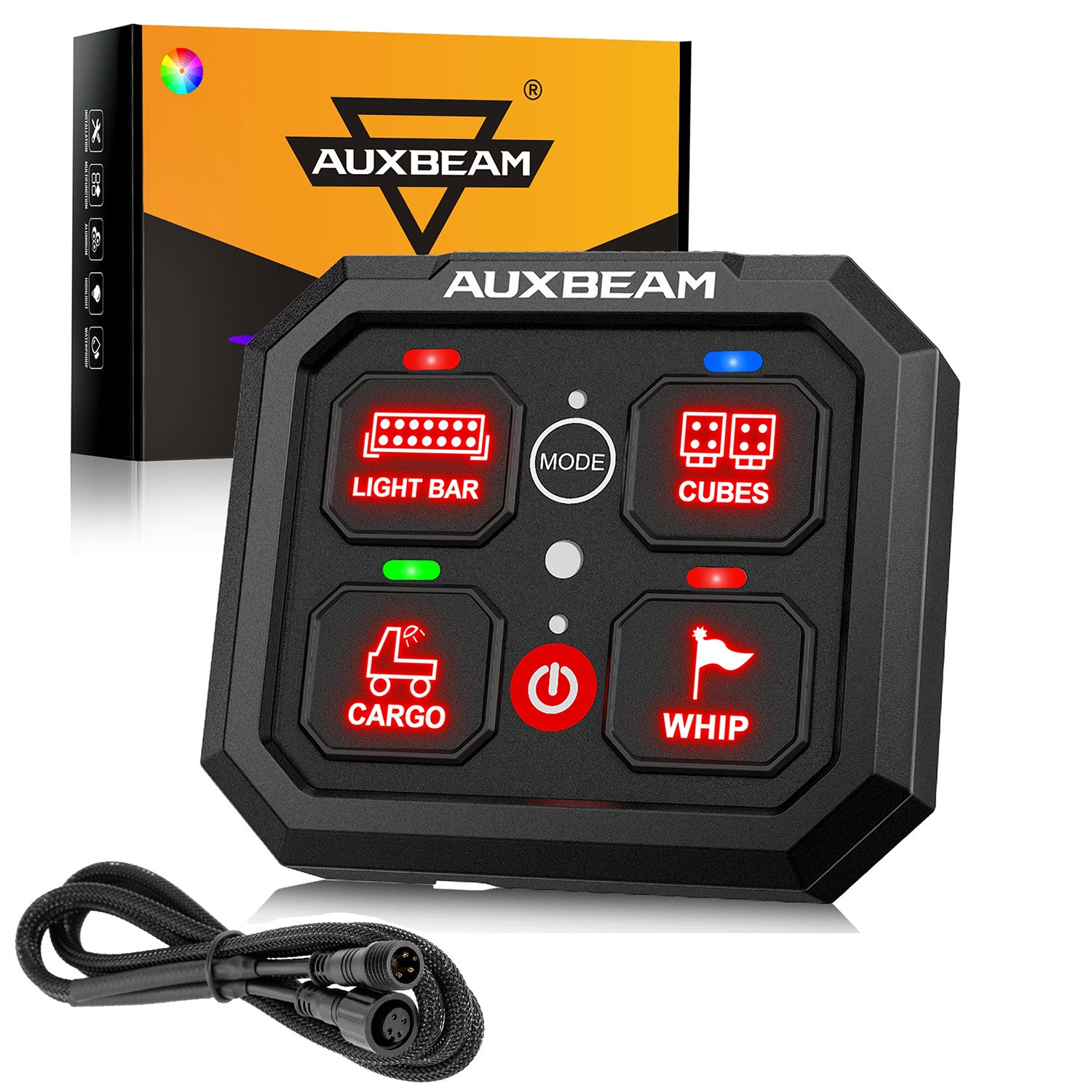 Auxbeam® RA40 RGB Slim Switch Panel, Toggle/ Momentary/ Pulsed