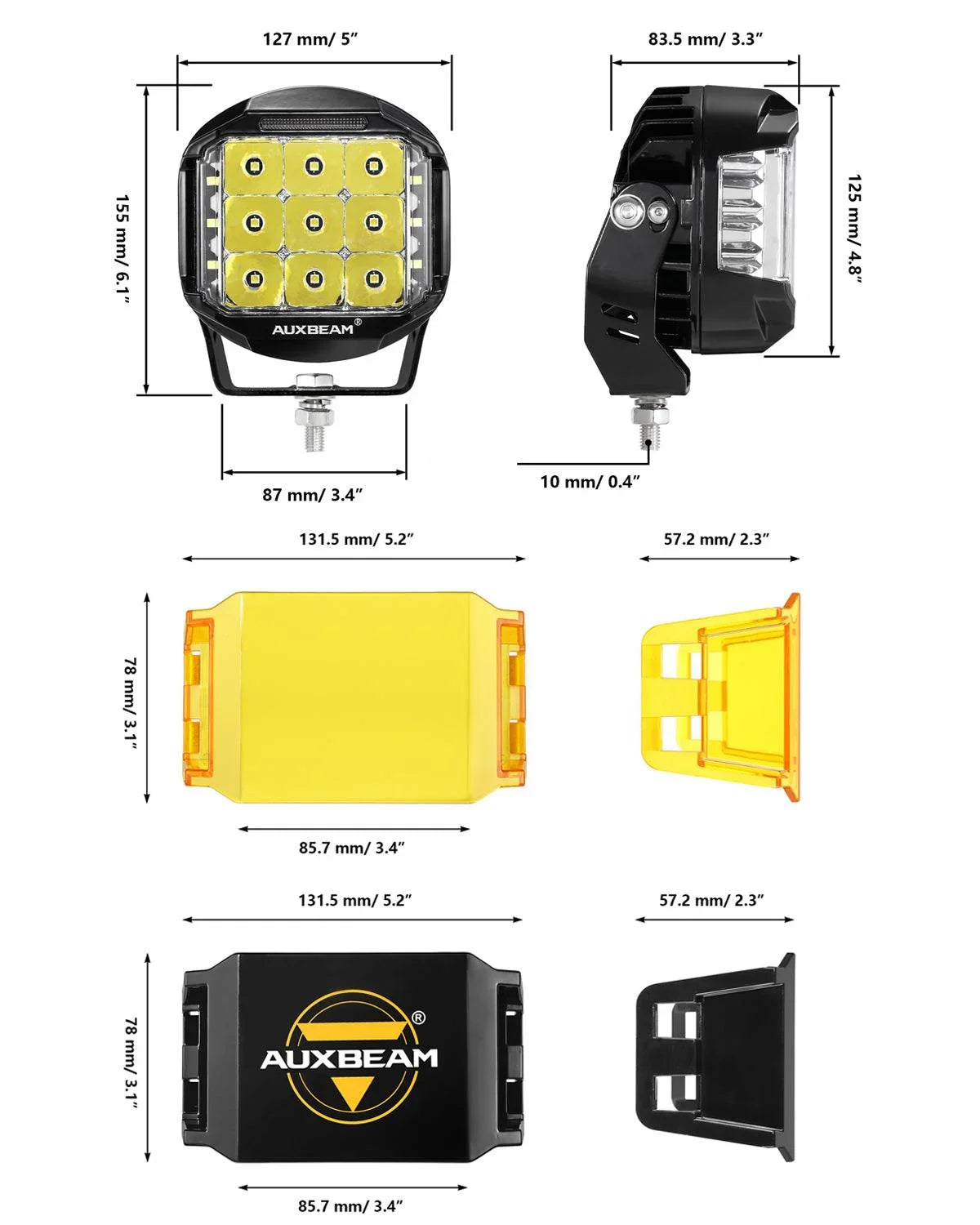 Auxbeam® 5 Inch Side Shooter LED Pod Lights Off Road Lights
