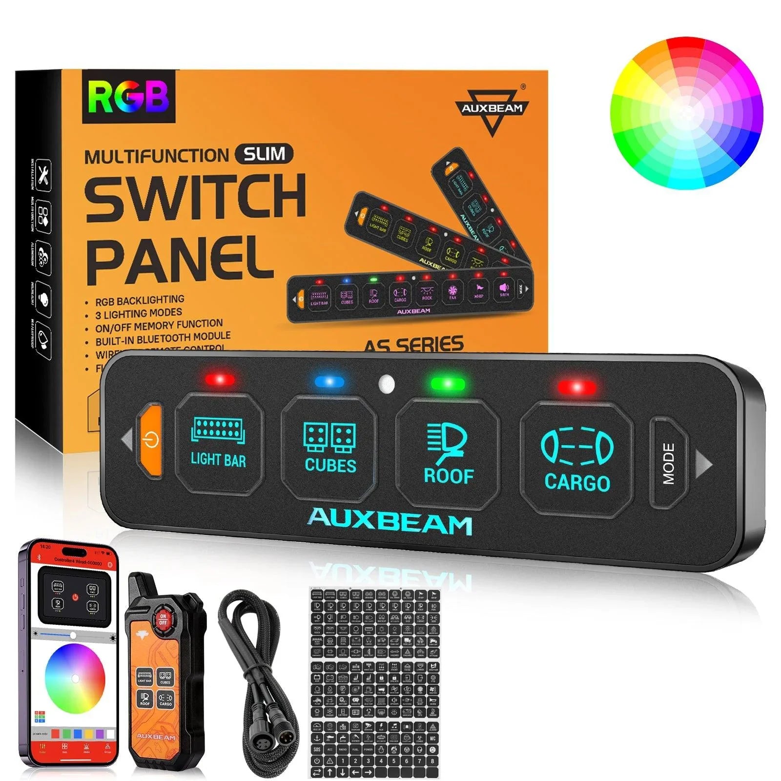 Auxbeam® AS-400 RGB Slim Switch Panel with APP&Remote Control
