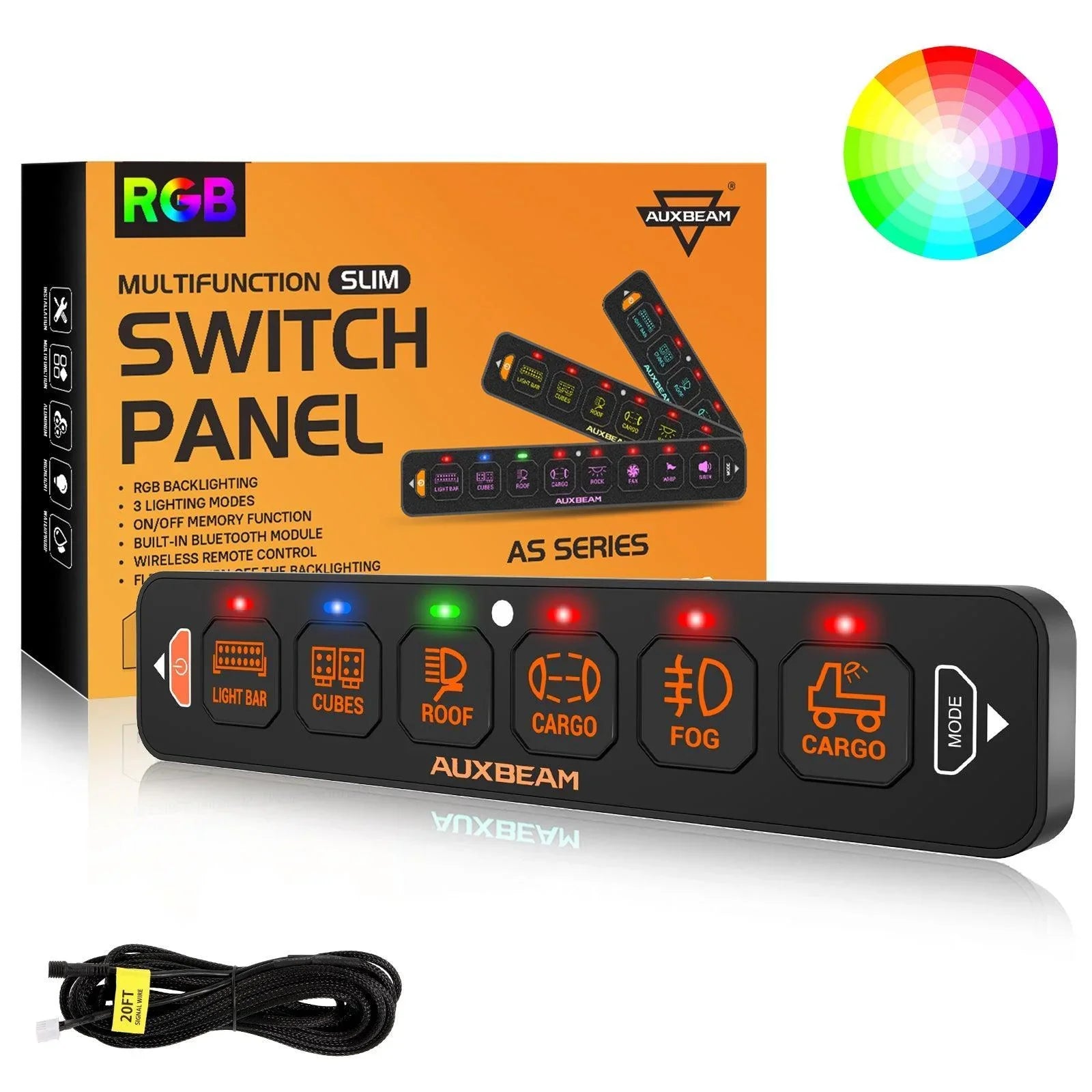 と*び様 AUXBEAM スイッチパネル RA60 RGB Auxbeam® AS-R60 RGB Slim Switch Panel, Toggle/ Momentary/ Pulsed
