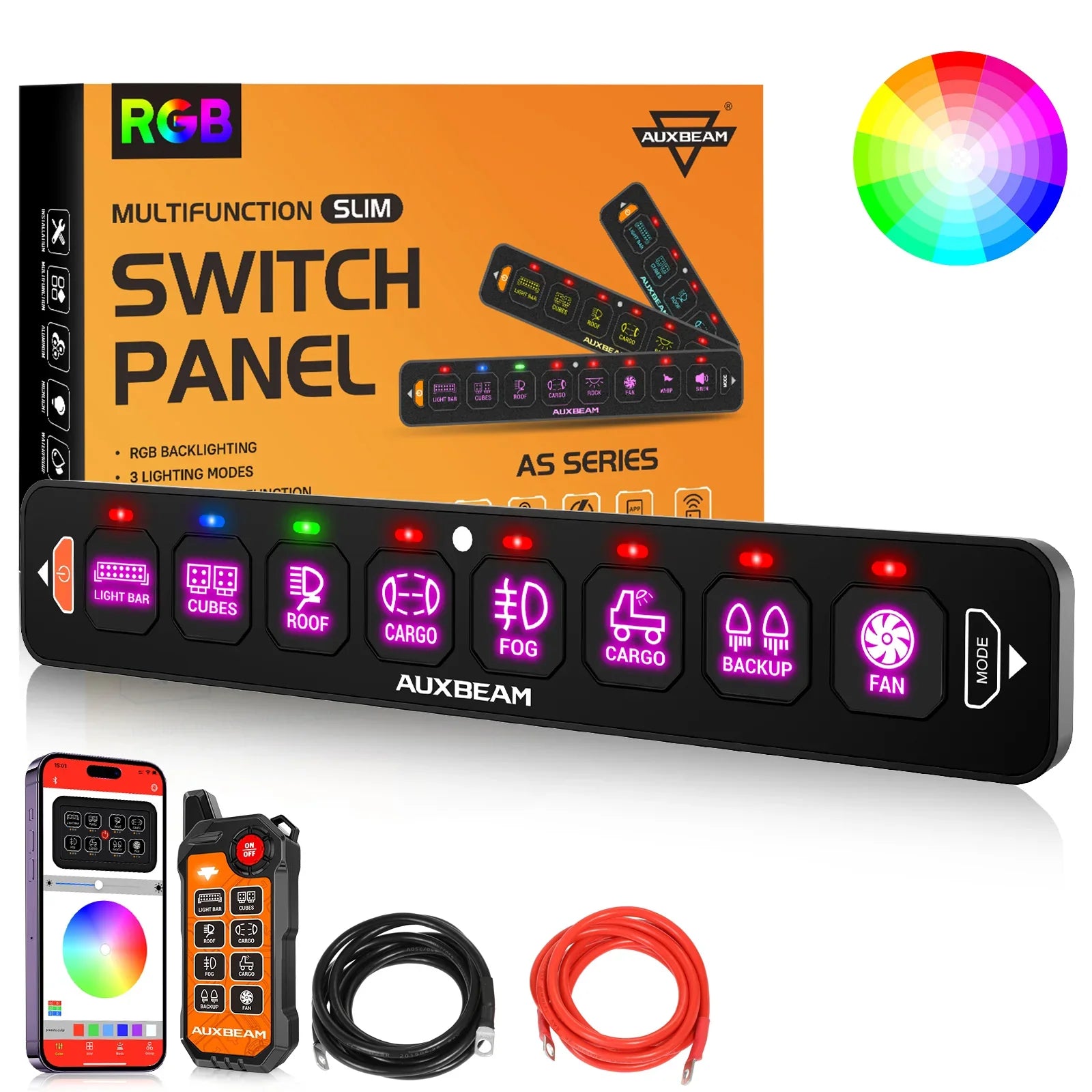 Auxbeam® AS-800 RGB Slim Switch Panel with APP&Remote Control