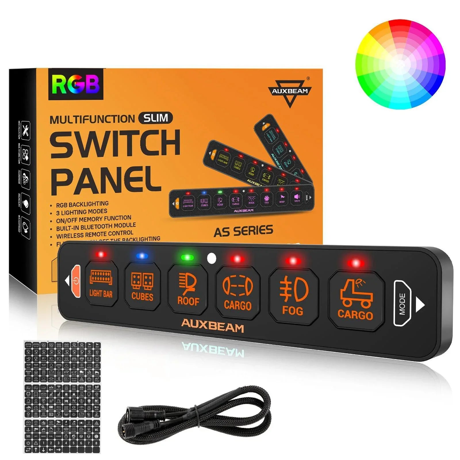 と*び様 AUXBEAM スイッチパネル RA60 RGB Auxbeam® AS-R60 RGB Slim Switch Panel, Toggle/ Momentary/ Pulsed