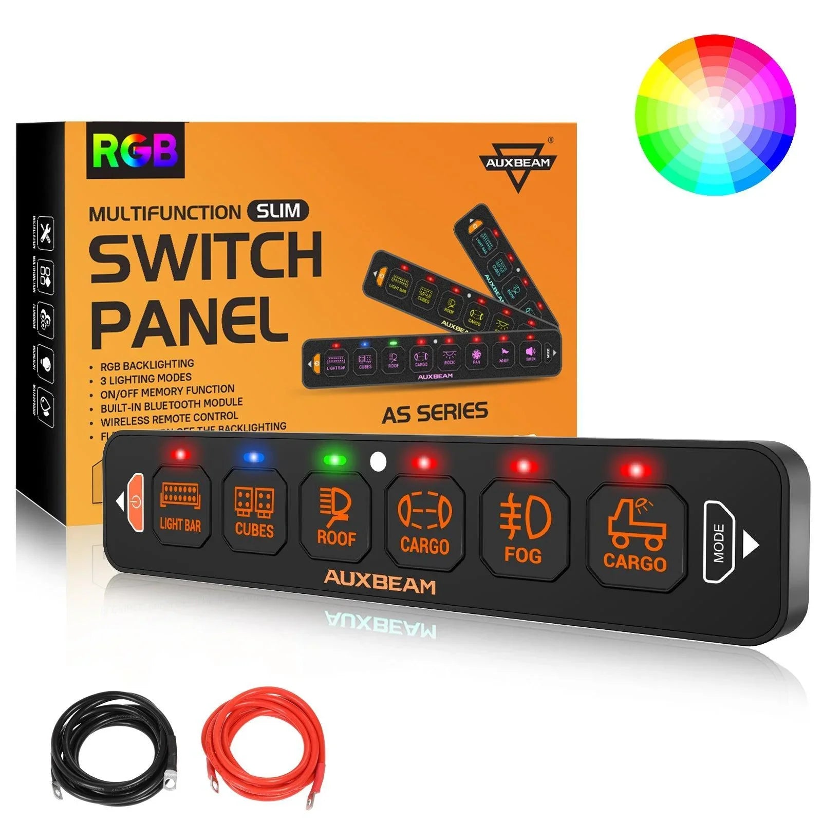と*び様 AUXBEAM スイッチパネル RA60 RGB Auxbeam® AS-R60 RGB Slim Switch Panel, Toggle/ Momentary/ Pulsed