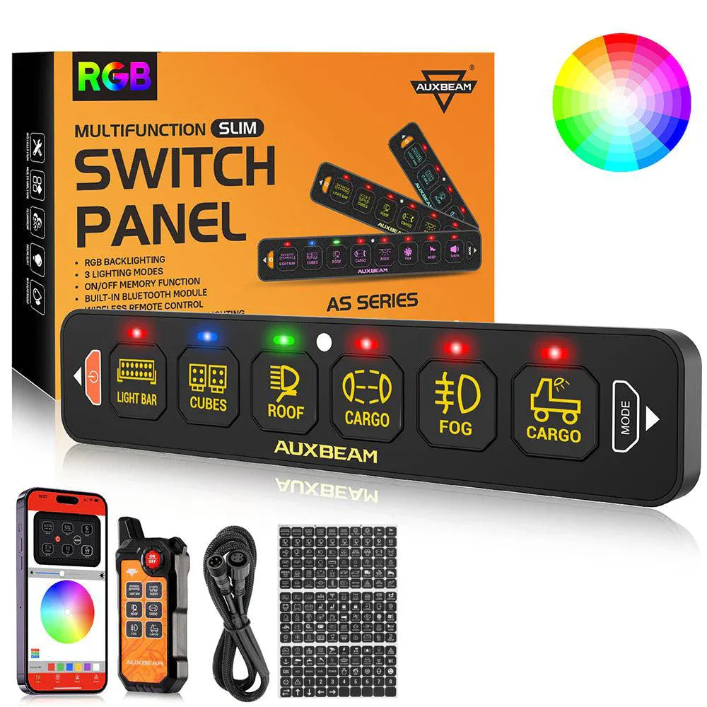Auxbeam® AS-600 RGB Slim Switch Panel with APP&Remote Control