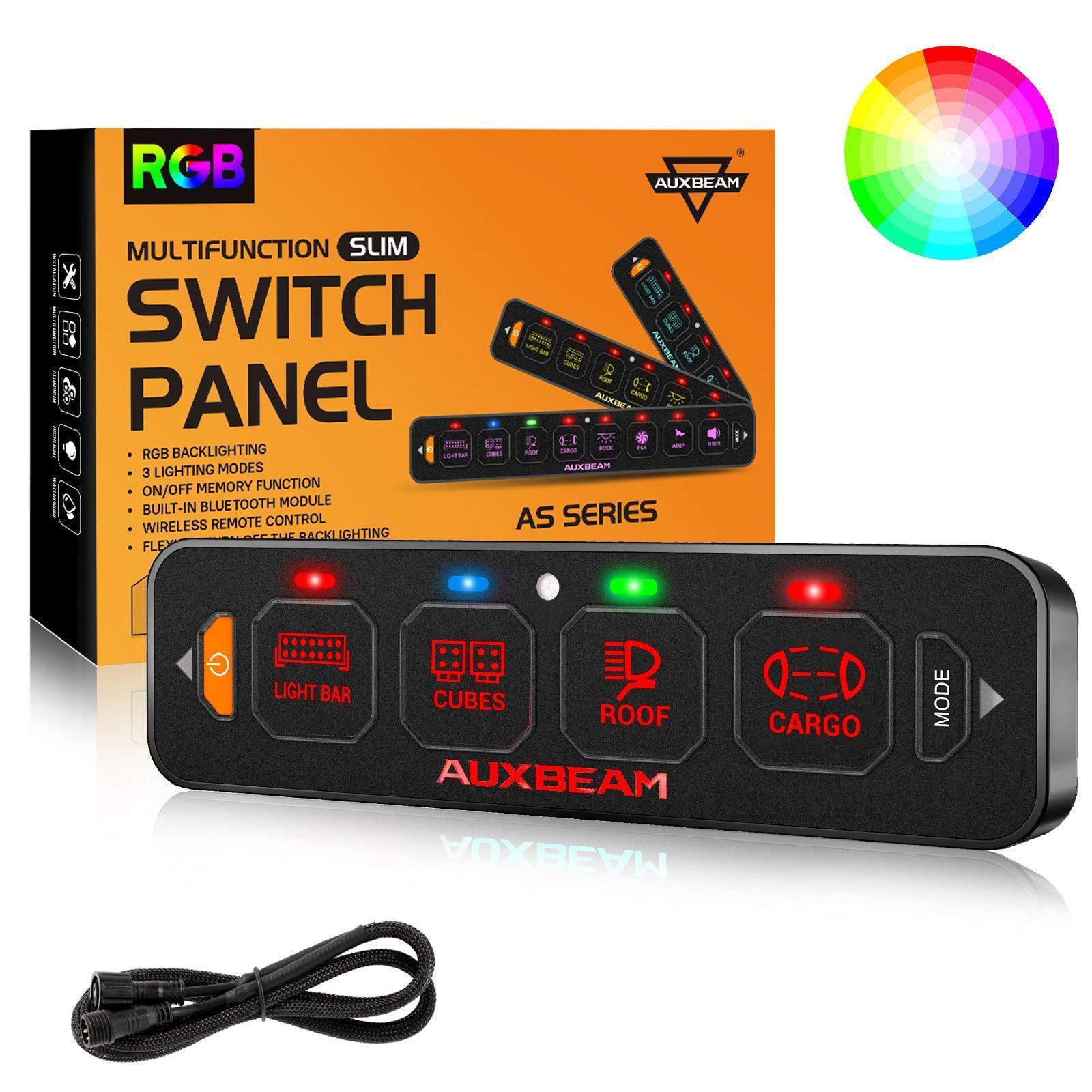 AUXBEAM スイッチパネル ストロボ無し Auxbeam® AS Series 4/6 Gang RGB Slim Switch Panel with APP&Remote