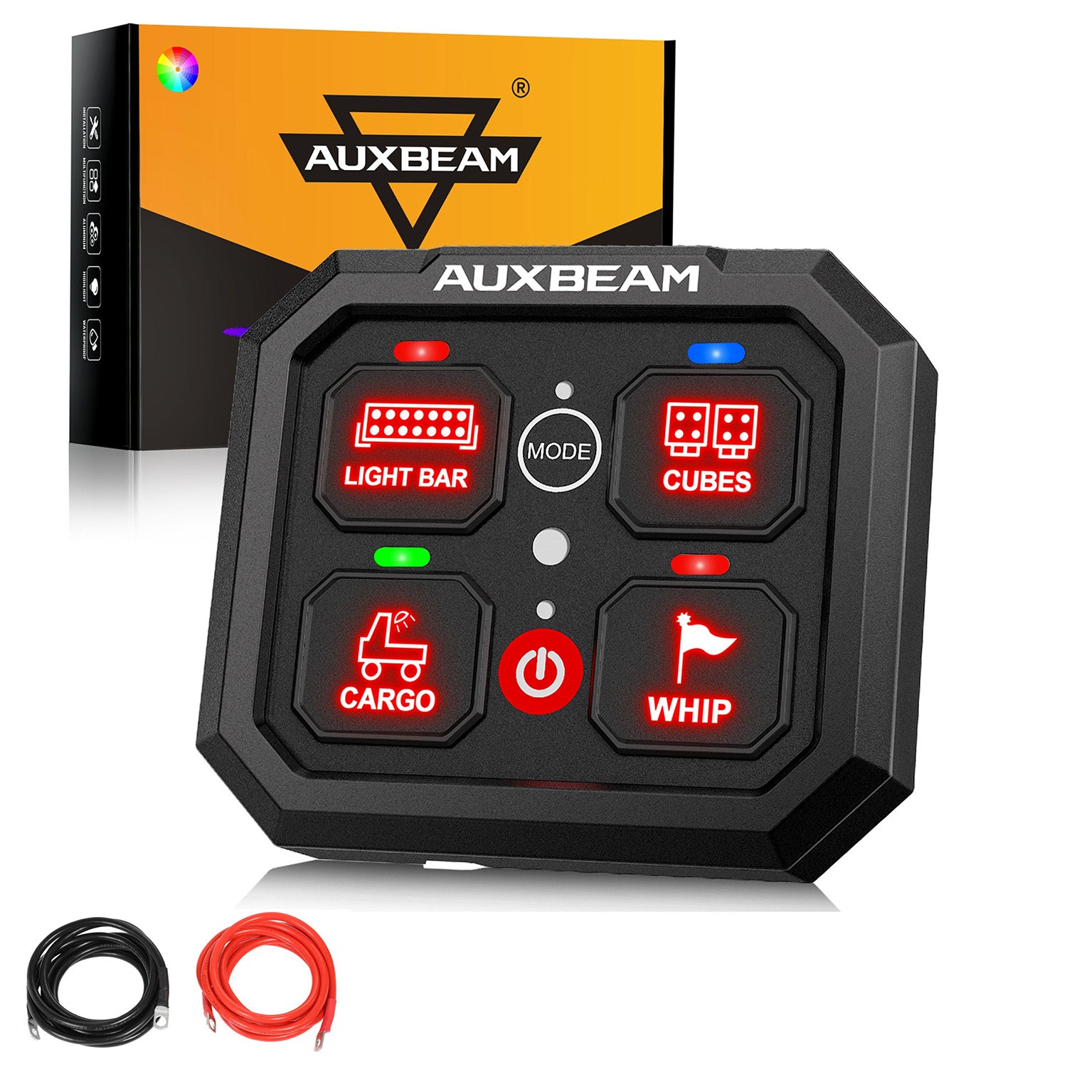 Auxbeam® RA40 RGB Slim Switch Panel, Toggle/ Momentary/ Pulsed