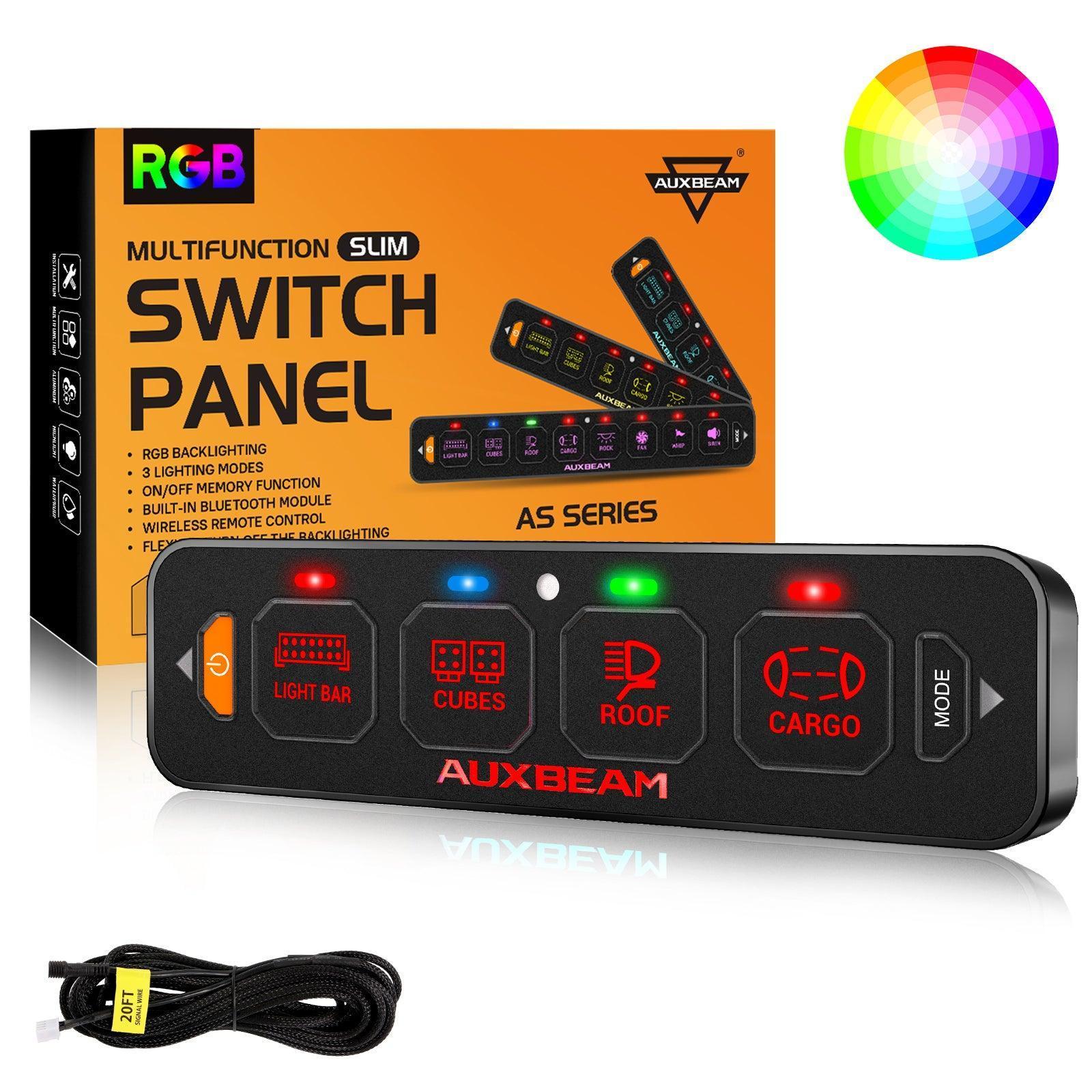 Auxbeam® AS-R40 RGB Slim Switch Panel, Toggle/ Momentary/ Pulsed