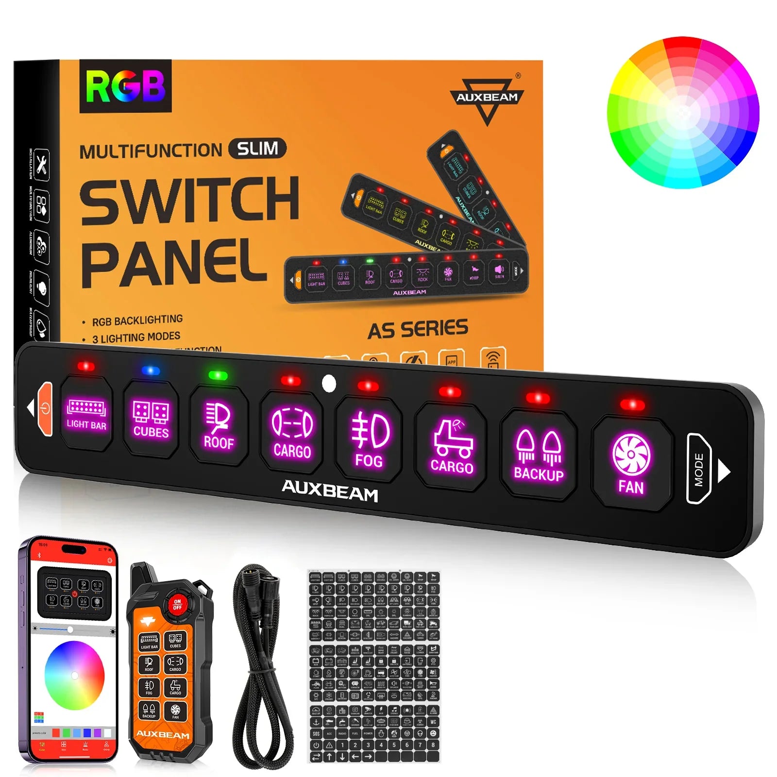 葵Switchライト×8 New Wireless 8 Gang RGB Switch Panel System With ACC Wire