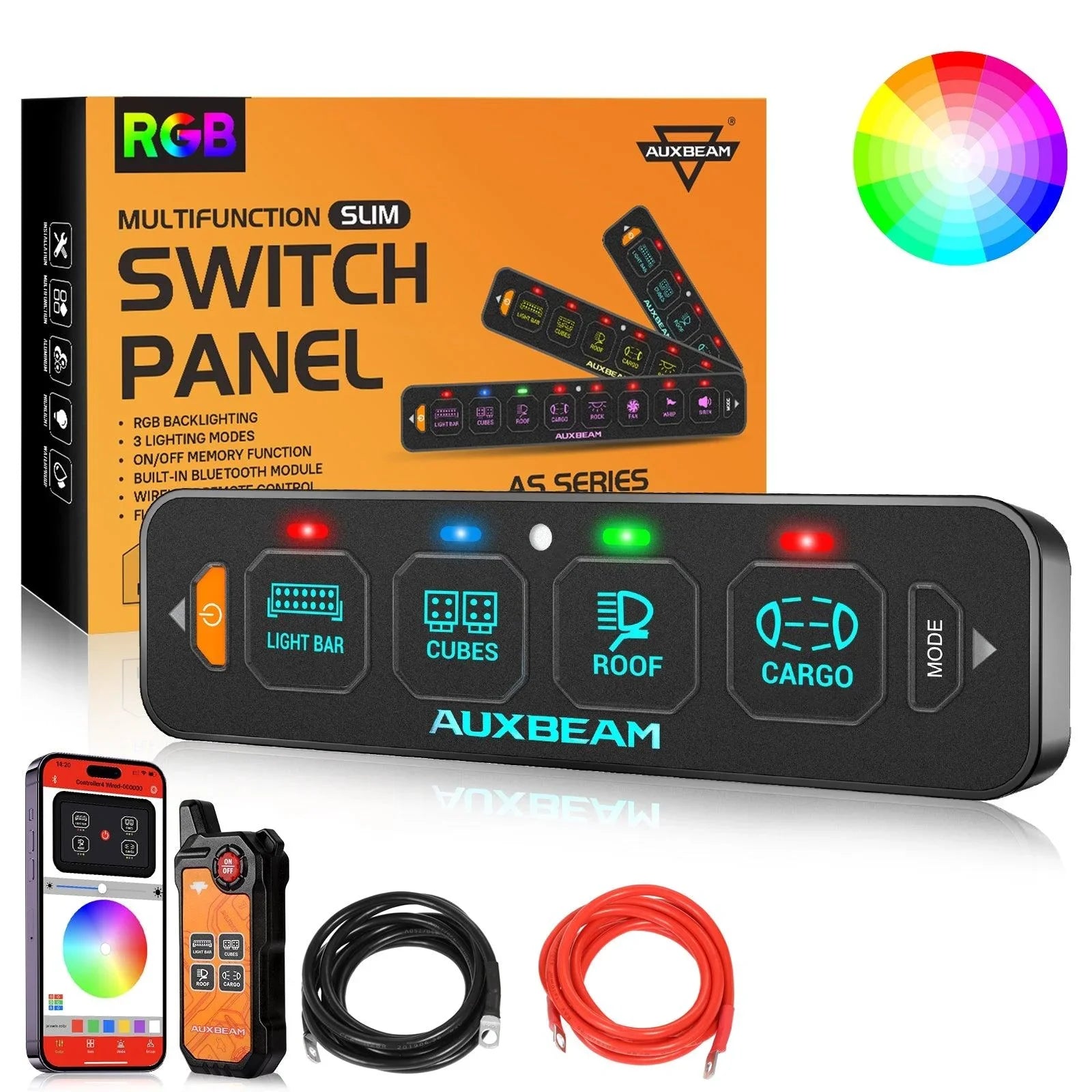 Auxbeam® AS-400 RGB Slim Switch Panel with APP&Remote Control