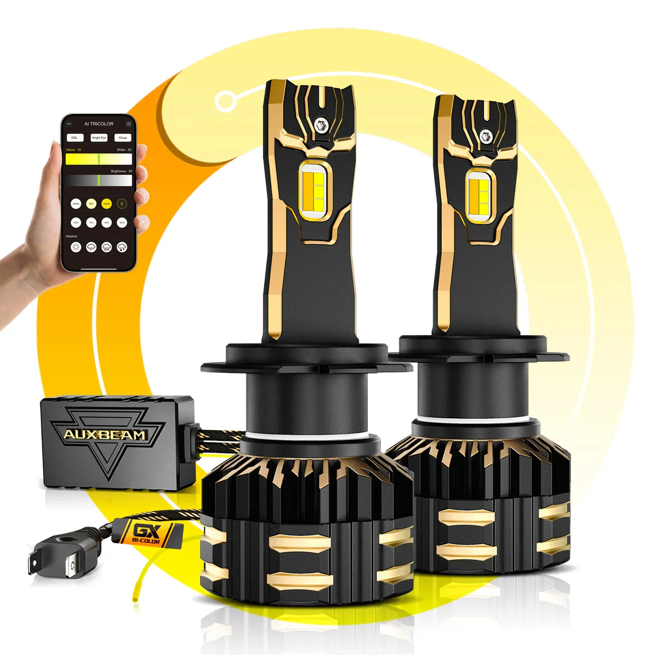 Smart LED Headlight Bulbs | Auxbeam GX Bi-Color Smart LED Headlight Bulbs | Auxbeam GX Bi-Color