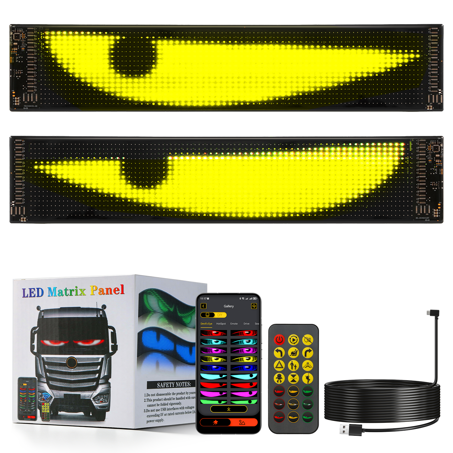 Devil Eye LED Light 2 Pack 23Inch - Flexible Programmable USB Screen ...