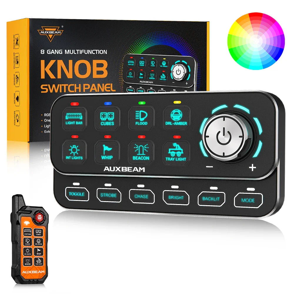 Pre-order Auxbeam® KS-80 Knob RGB Switch Panel MAX 120A ,Light