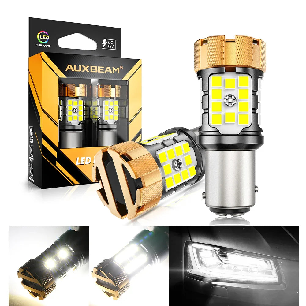 AUXITO 1157 LED Brake Light Bulbs – Canbus Error Free – Red – 2400LM Pair – For Tail, Stop, Parking Lights