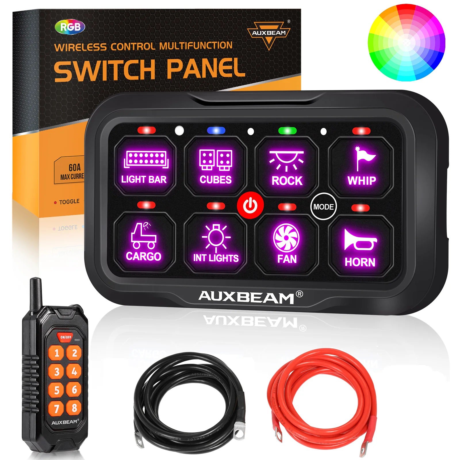 Auxbeam - AC-1200 RGB Switch Panel with App & Remote Control, Toggle/M