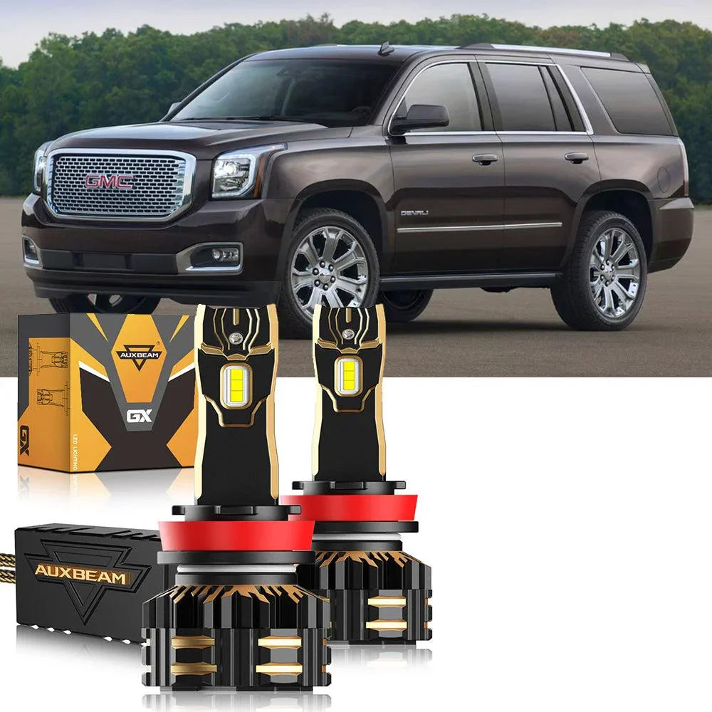 For 15-17 GMC Yukon XL LED Tube Projector Black Headlight Lamp w/Bumper Blue DRL For 15-17 GMC Yukon XL LED Tube Projector Black Headlight Lamp w/Bumper Blue DRL
