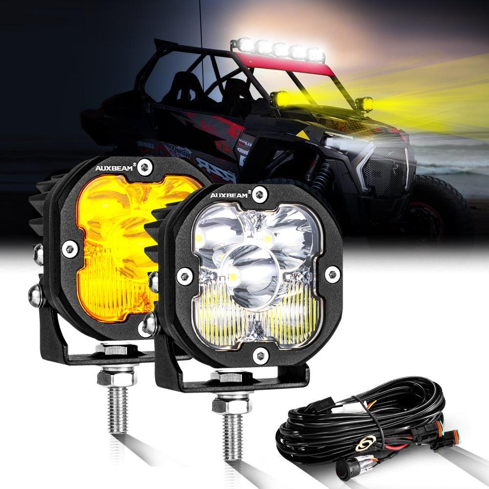 Auxbeam 3 Inch LED Pods Lights for ATV UTV SIDE BY SIDE 4X4, LED Pod Fog Light Offroad LED Driving Lights Spot Lights White&Amber Cover Auxbeam 3 Inch LED Pods Lights for ATV UTV SIDE BY SIDE 4X4, LED Pod Fog Light Offroad LED Driving Lights Spot Lights White&Amber Cover