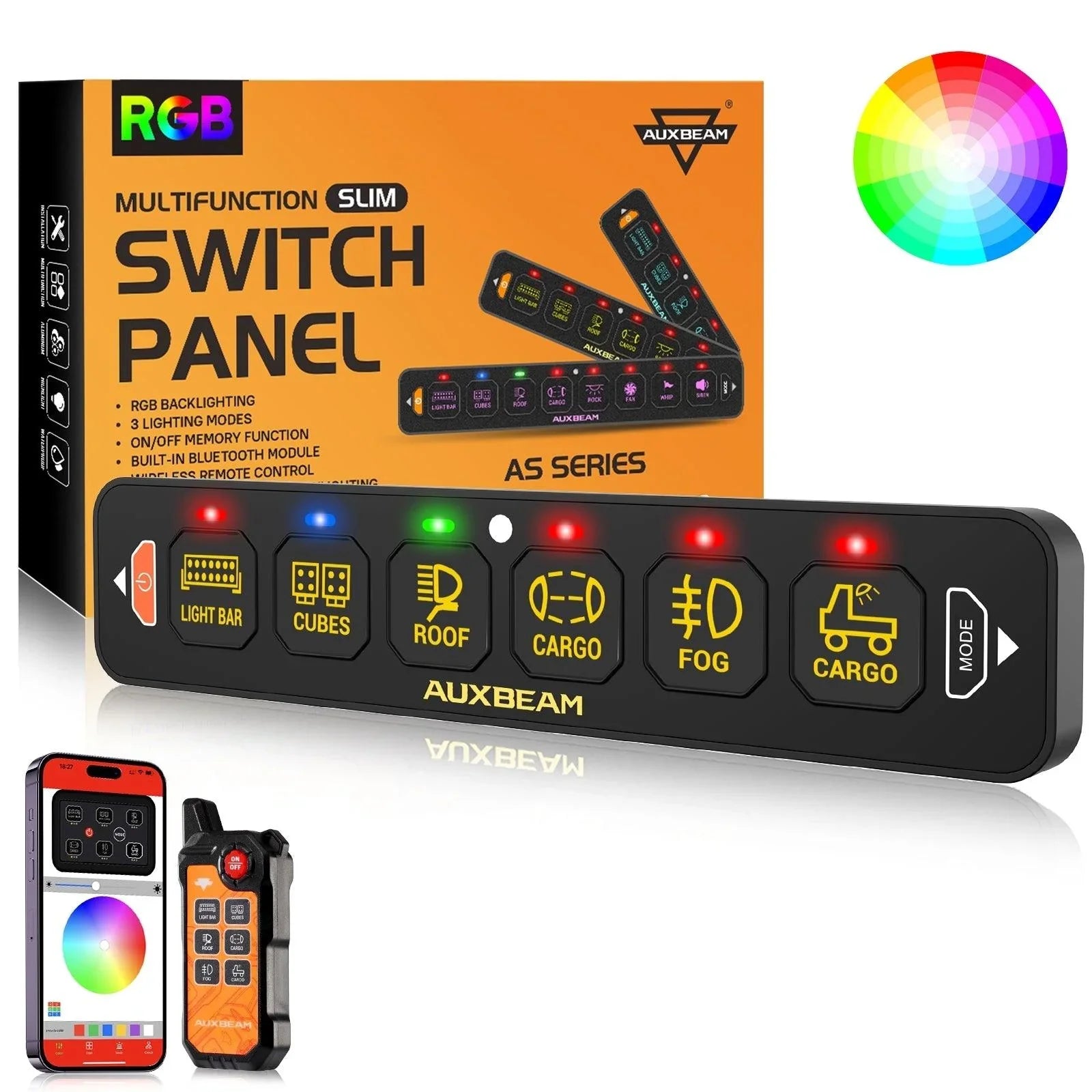 Auxbeam® AS-600 RGB Slim Switch Panel with APP&Remote Control