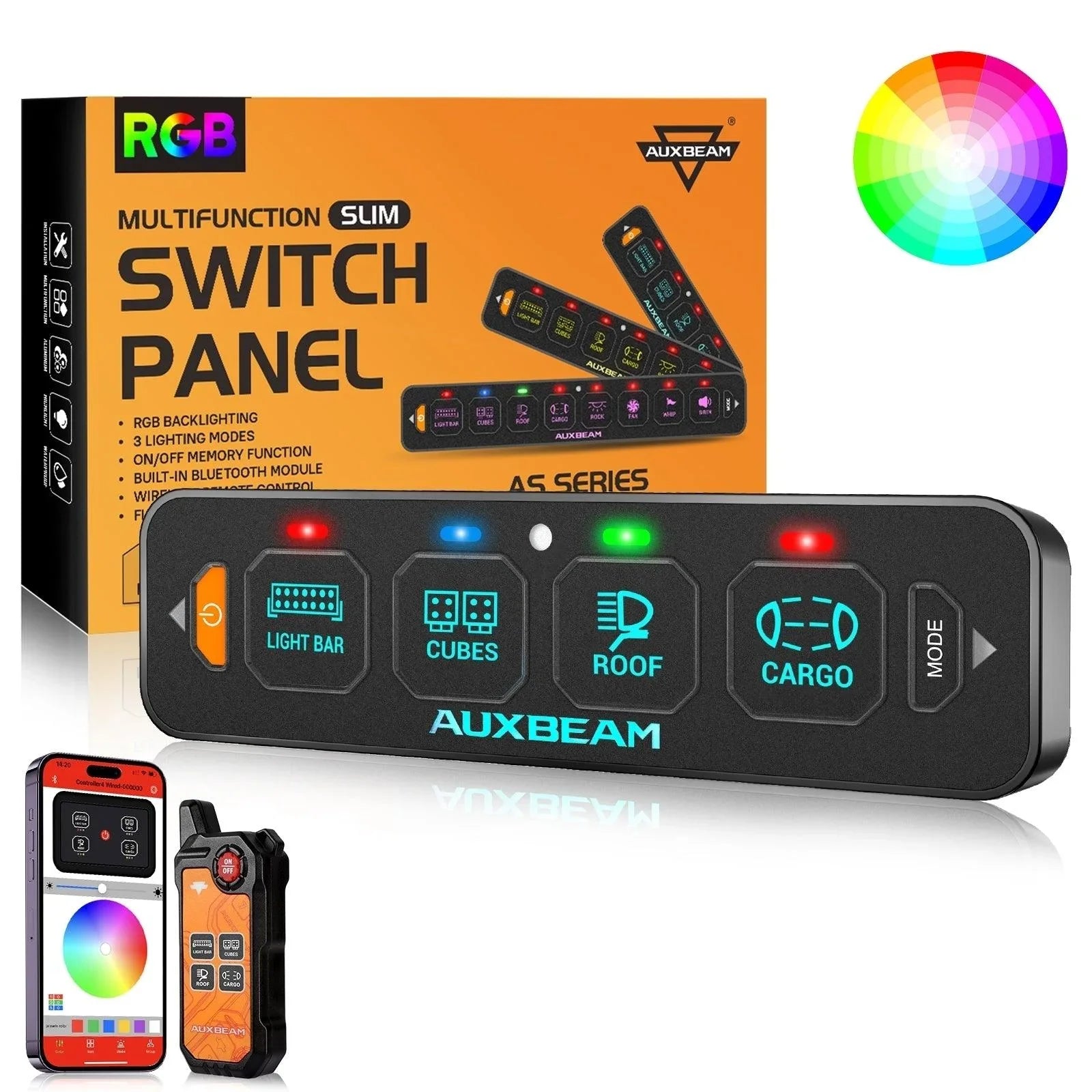Auxbeam® AS Series 4/6 Gang RGB Slim Switch Panel with APP&Remote