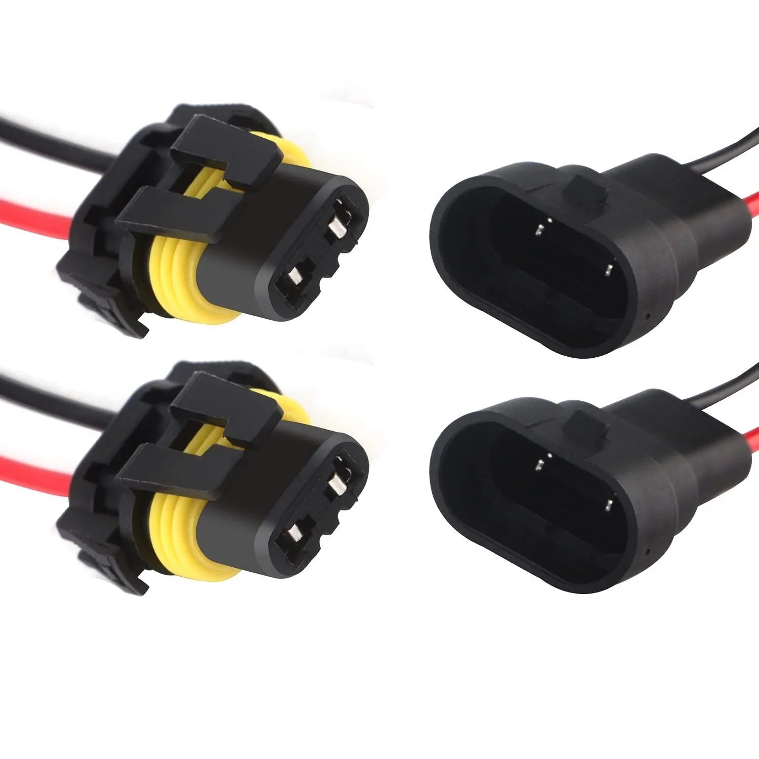 4-Pack 9006 Socket To H11 Bulb Adapter Headlight Conversion Pigtail Harness – 12V