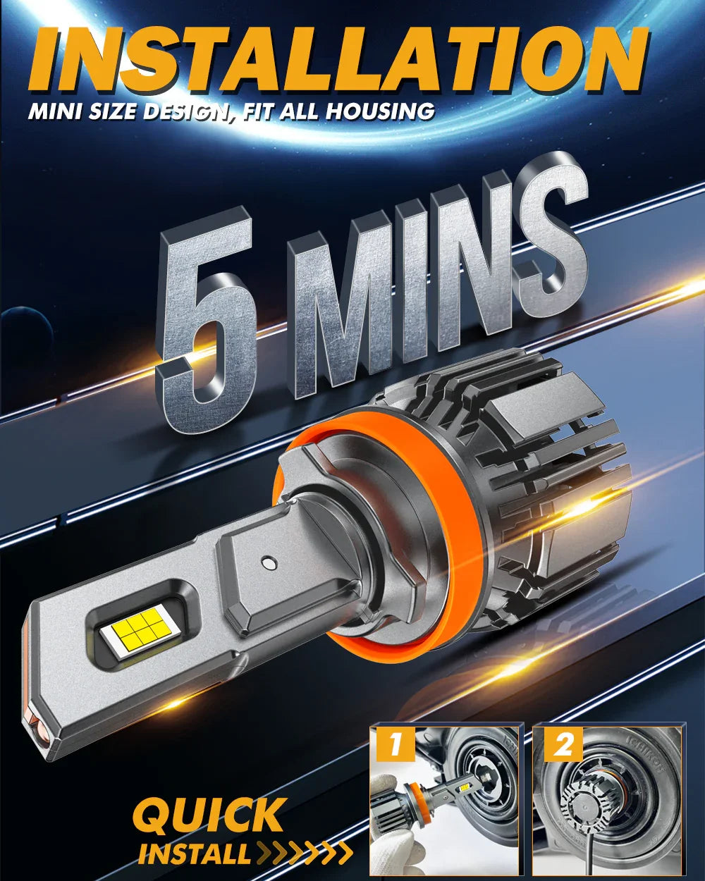H11/H9/H8 LED Headlight Bulbs 90W 20000LM F15 Series 20% Smaller Size