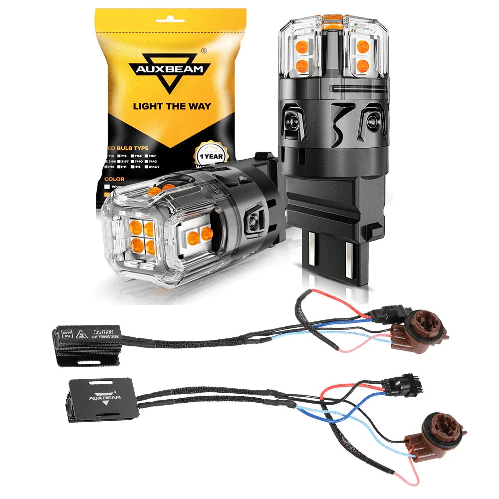 AUXITO 3156/3157 54-LED Turn Signal Bulbs – Amber 3000K, Anti-Hyper Flash, CANBUS – Pair