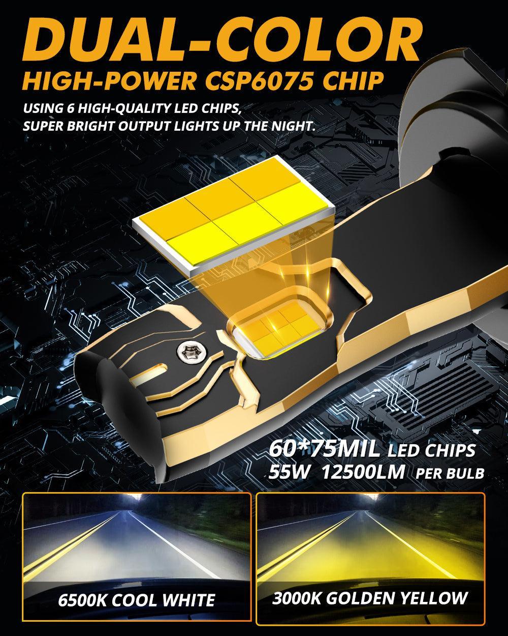 Auxbeam® H7 led headlight bulb | high power dual color led