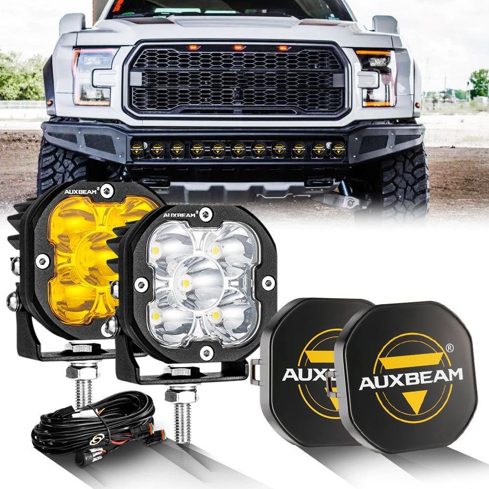 f150 fog light pods 3" LED Pods Lights for FORD F150 F250, LED Pod Fog Light Offroad LED Driving Lights Spot Lights White&Amber Cover