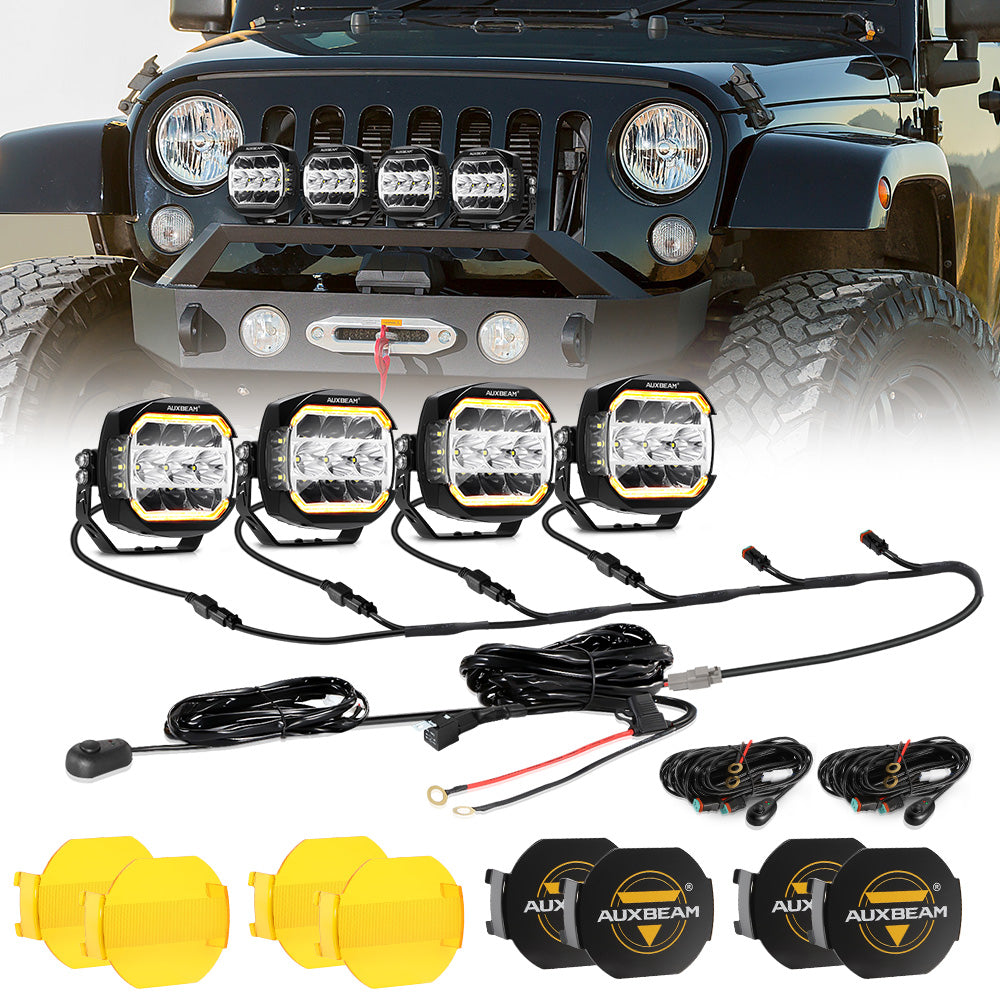 XP-ULTRA Series 5 Inch 174W LED Side Shooter Pod Lights with White DRL