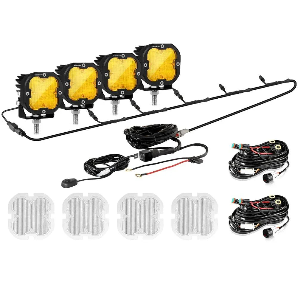 Auxbeam 3 inch LED Pods Lights, Off Road Light with White&Amber Cover