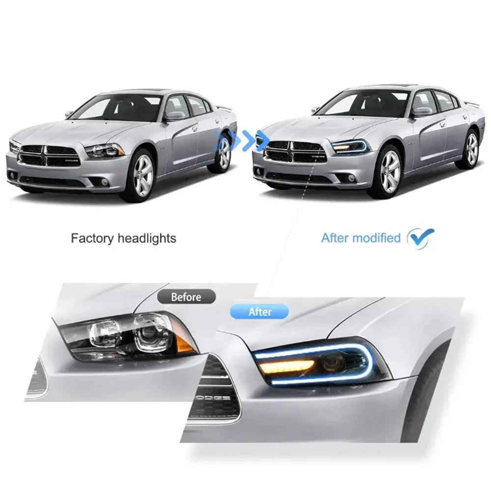 2011 2012 2013 2014 Dodge Charger(LD) LED Headlight Assembly RGB Dual Beam Projector Black 2011 2012 2013 2014 Dodge Charger(LD) LED Headlight Assembly RGB Dual Beam Projector Black