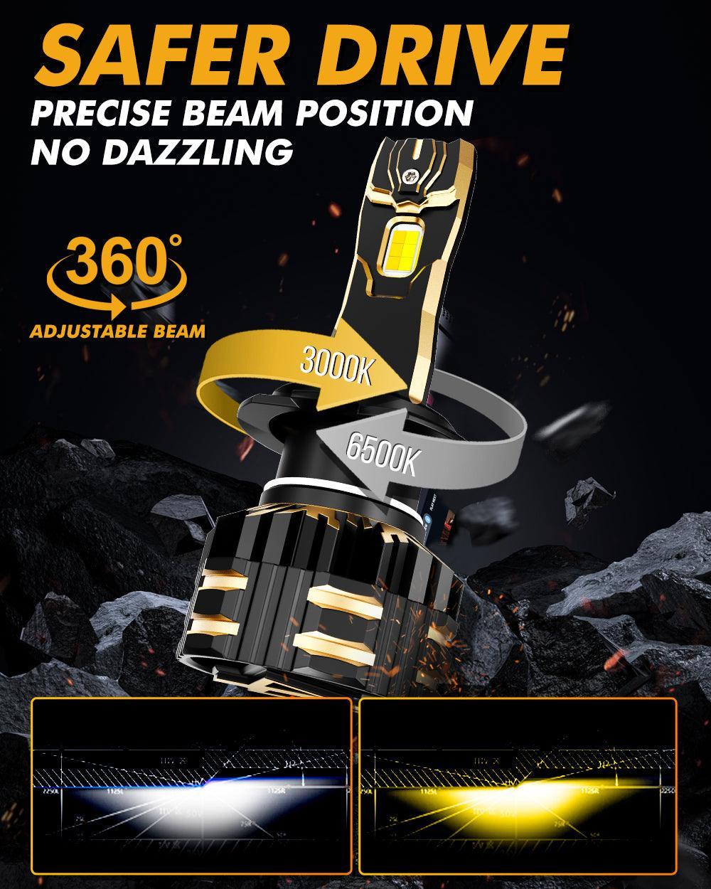 Auxbeam® H7 led headlight bulb | high power dual color led
