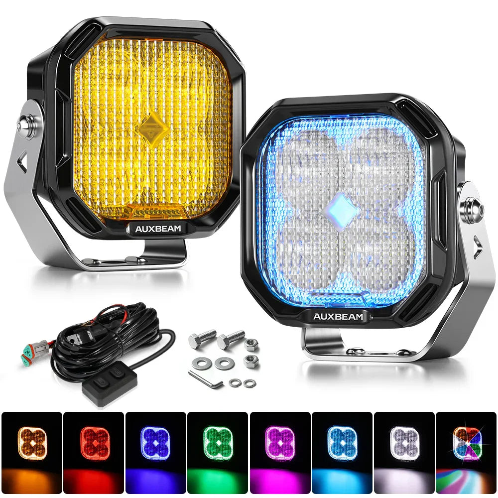 Rgb Led Rd 20 Auxbeam® Color Play Series 3 Inch 116W RGB LED Pod Lights Flood Off ...