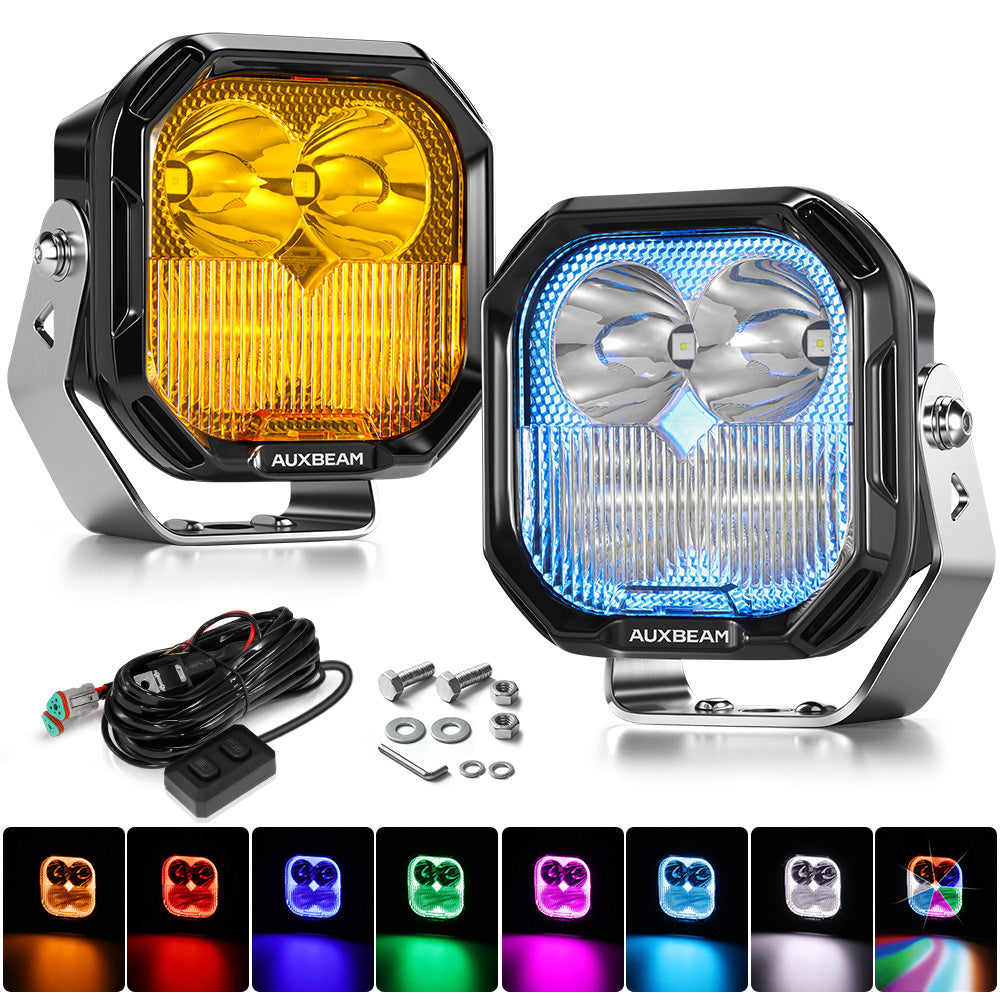 Auxbeam® Color Play Series 3 Inch 116W RGB LED Pod Lights Combo Off ...
