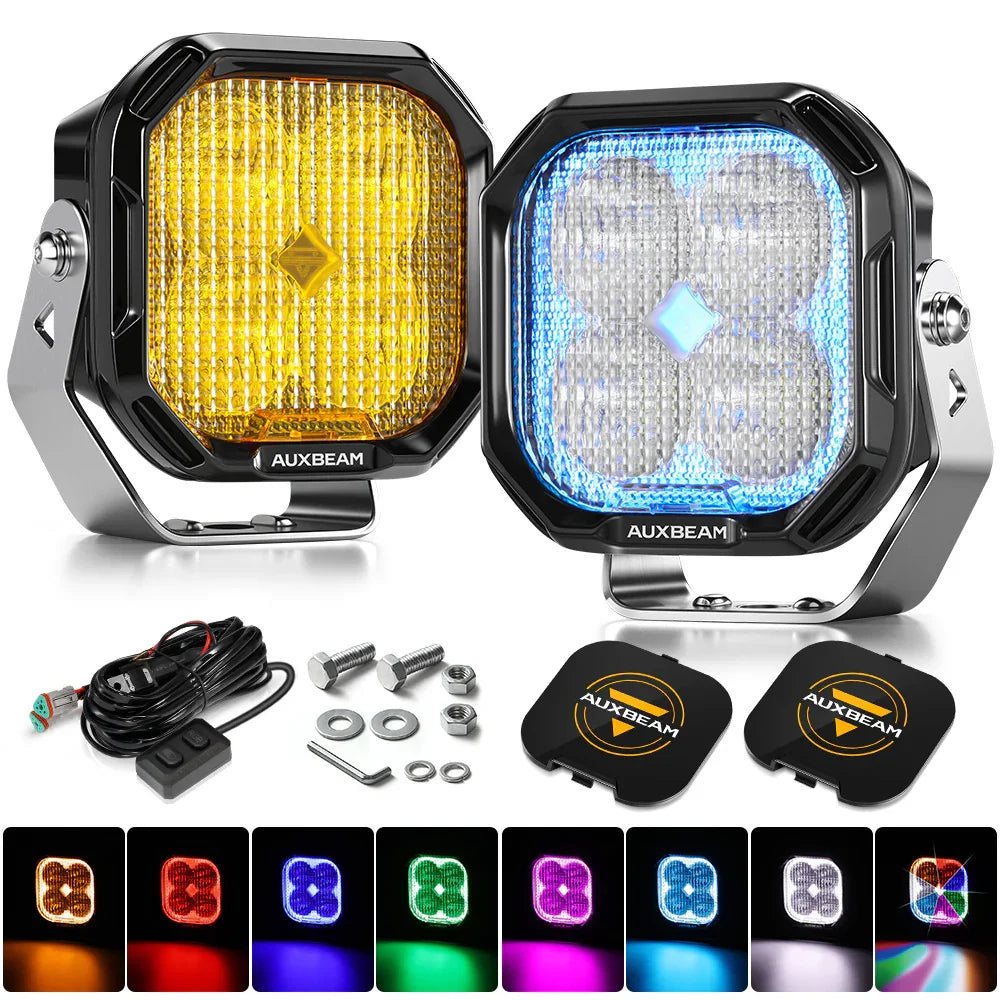 Auxbeam® Color Play Series 3 Inch 116W RGB LED Pod Lights Flood