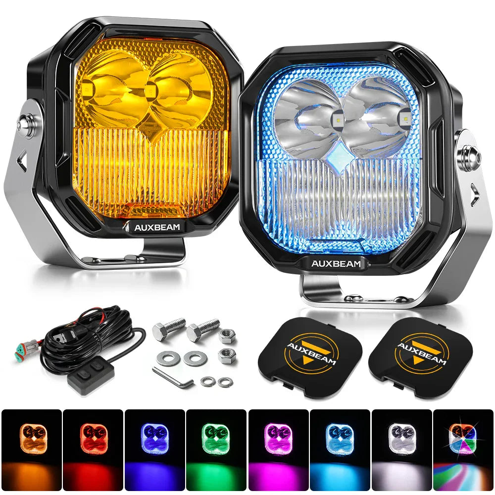 Auxbeam® Color Play Series 3 Inch 116W RGB LED Pod Lights Combo