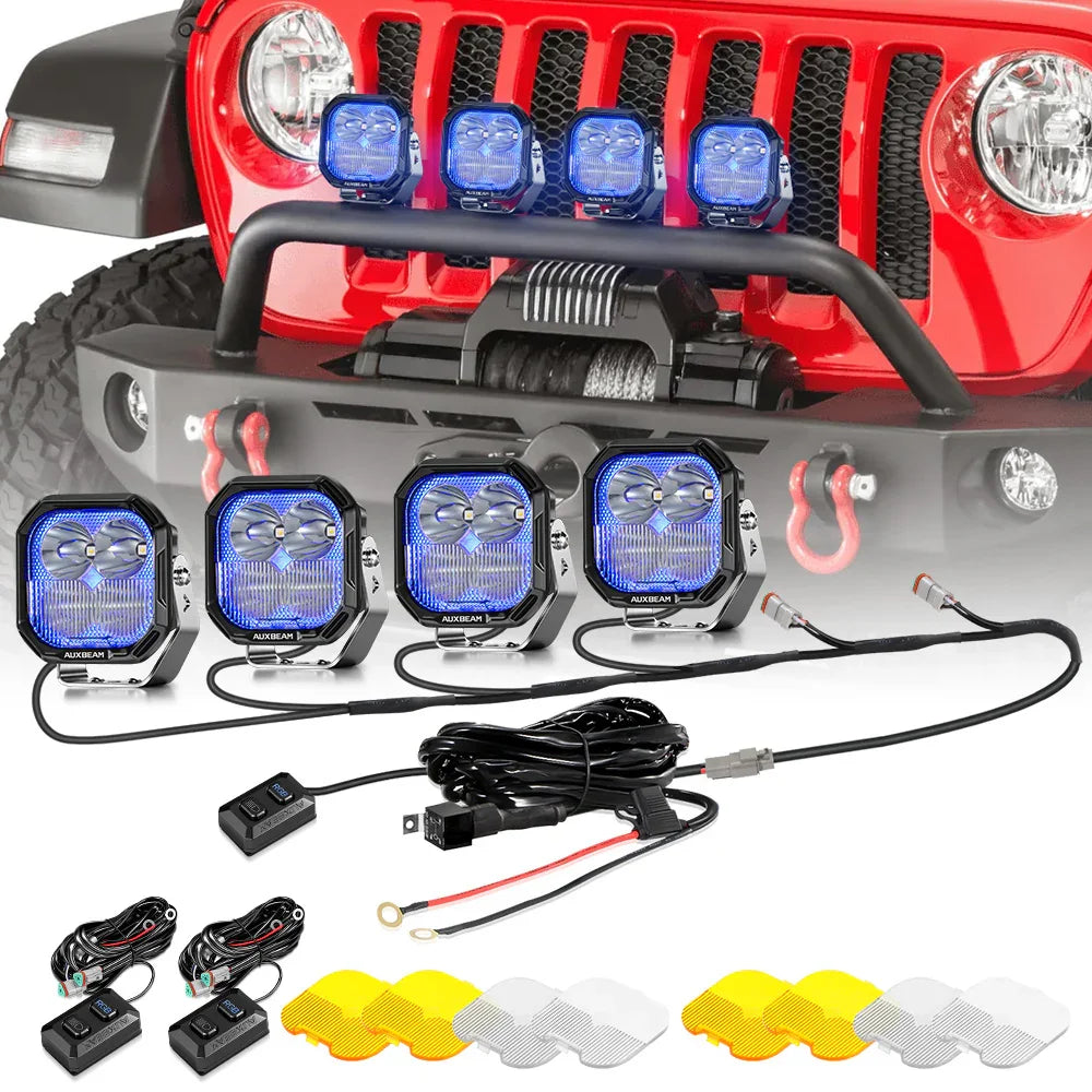 Auxbeam® Color Play Series 3 Inch 116W RGB LED Pod Lights Combo Off ...