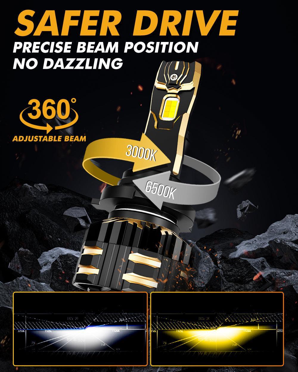 Auxbeam® 9006/HB4 led headlight bulb | high power dual color led
