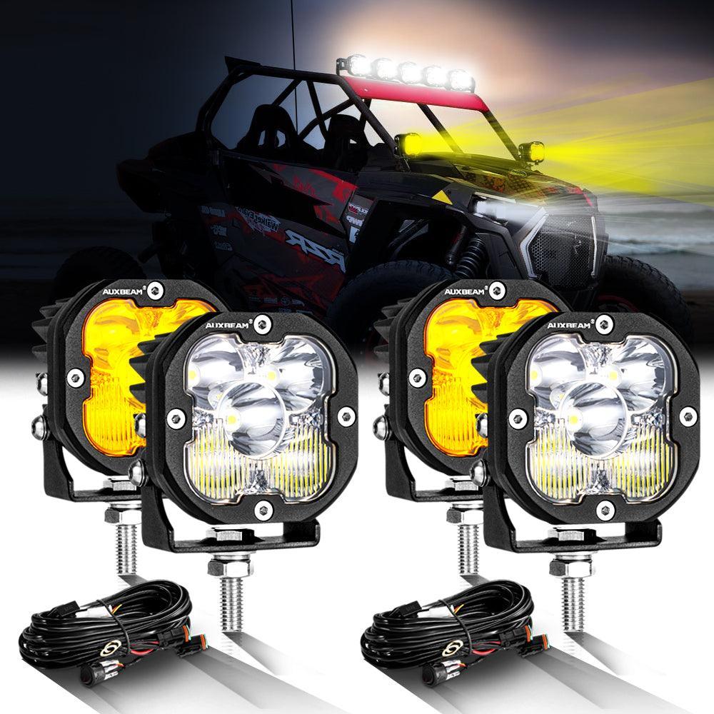 Auxbeam 3 Inch LED Pods Lights for ATV UTV SIDE BY SIDE 4X4, LED Pod Fog Light Offroad LED Driving Lights Spot Lights White&Amber Cover Auxbeam 3 Inch LED Pods Lights for ATV UTV SIDE BY SIDE 4X4, LED Pod Fog Light Offroad LED Driving Lights Spot Lights White&Amber Cover