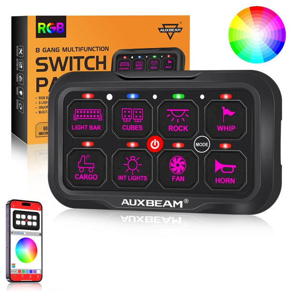 アクセサリー AUXBEAM 8 Gang Switch Panel Auxbeam Off Road Light Switch Panel, Off Road Light Bar Controller